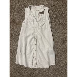 Three Bird Nest Linen Blend Button Down Eilish Dress L